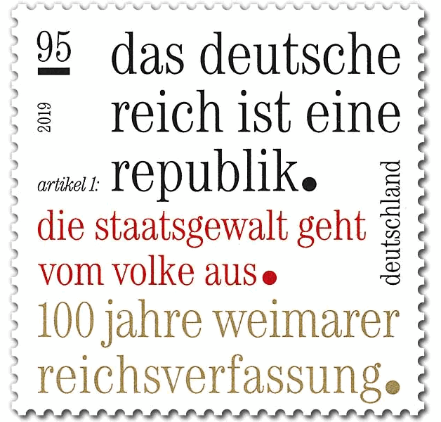 Briefmarke 95 Cent 100 Jahre Weimarer Reichsverfassung